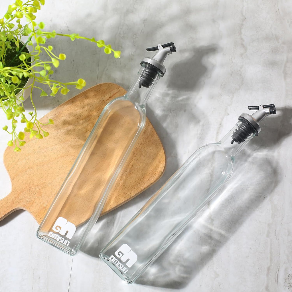 Olive Oil and Vinegar Dispenser Bottle Set, 2 Pack Oil and Vinegar Dispenser Bottle, 17oz Kitchen Oil Dispenser - Set of 2