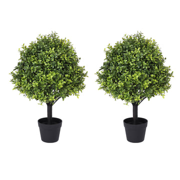 27" Faux Boxwood Plants Outdoor Topiary Trees Artificial Outdoor