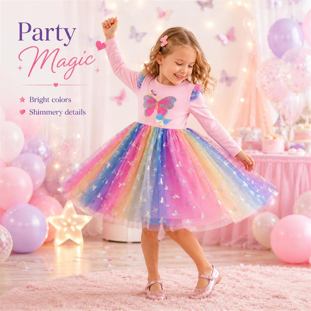 Toddler Girls Dresses Winter Long Sleeve Tutu Party Dress for Girl Xmas Gift