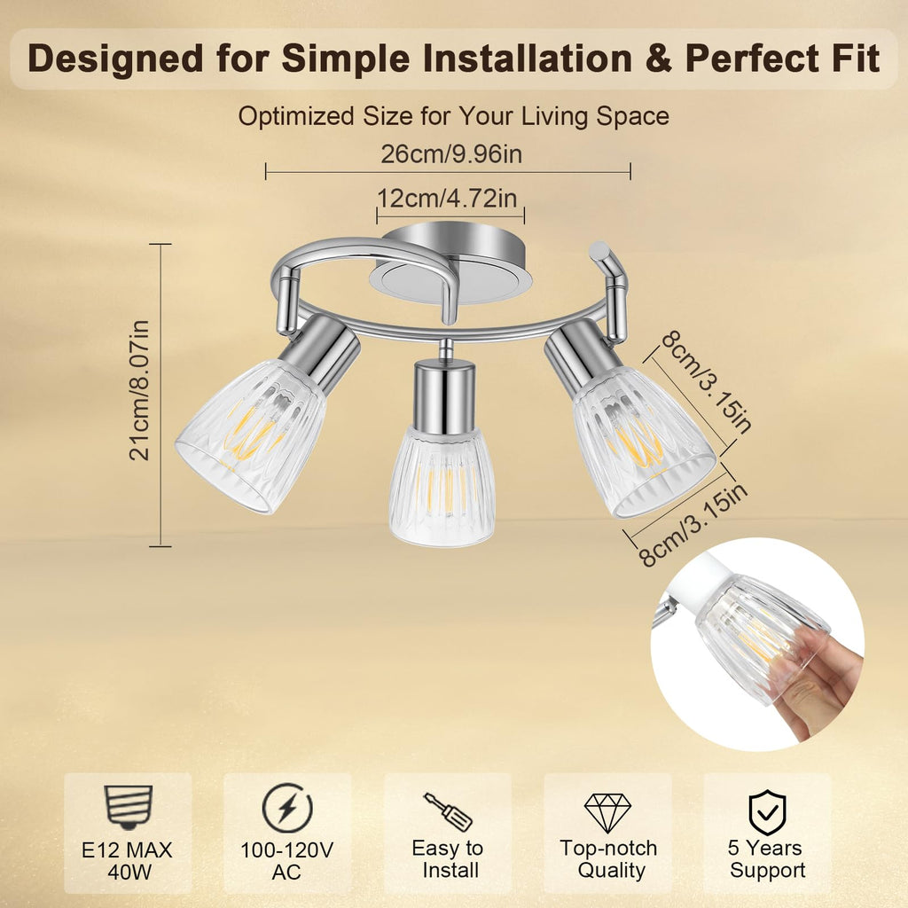 Ceiling Light Fixture Adjustable Modern Chrome Track Lighting