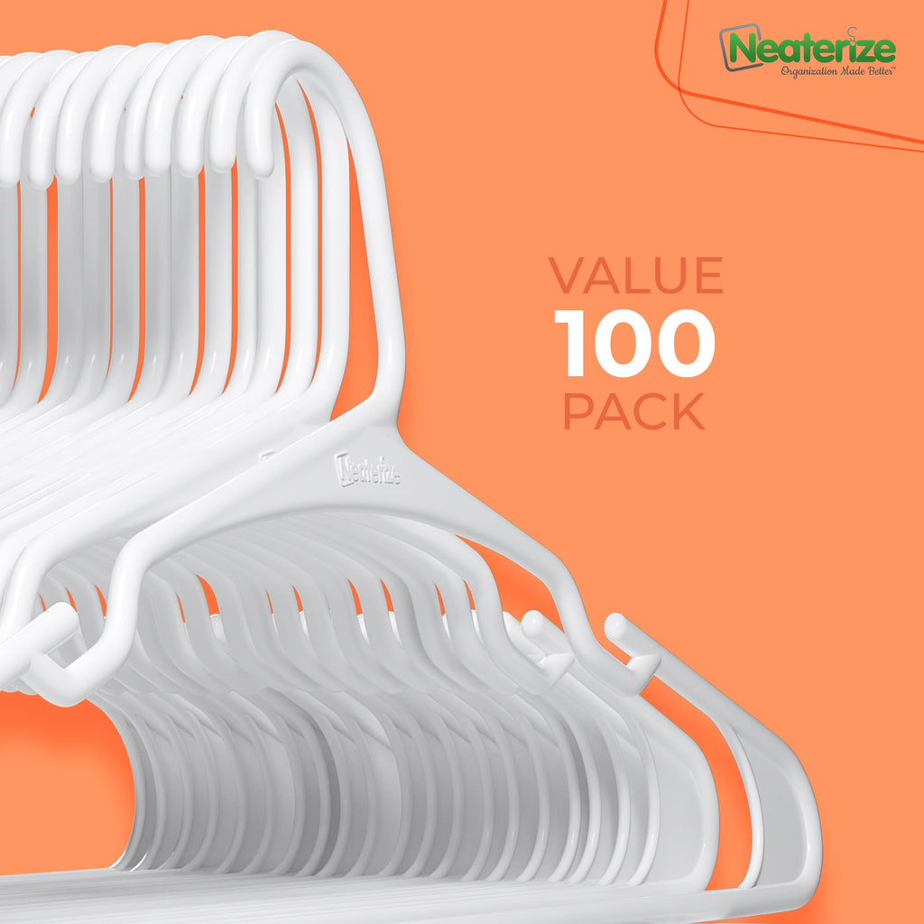 Clothes Hangers Plastic 100 Pack for Adults - Plastic Hangers, The Perfect Coat Hanger and Space Saving Clothes