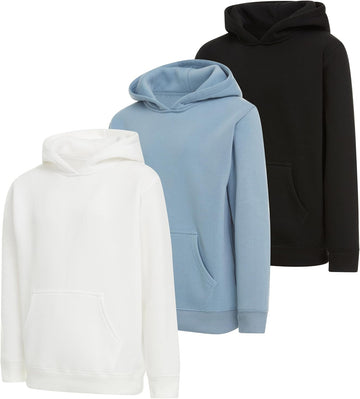 Boys Hoodies 3 Pack Fleece Pullover & Zip-Up Sweatshirts for Boys Kids Youth Plain Basic Everyday Wear