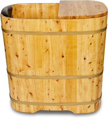With Lid Japanese Soaking Tub Handcrafted Cedar Freestanding Wooden Bathtub Deep Soaking Tub Small Bathroom Tub Space