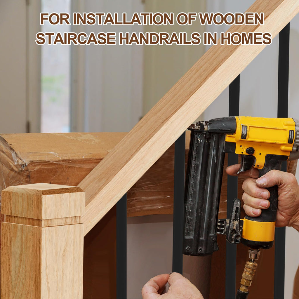 Stair Railing Kit, 16 Iron Balusters with Shoes and 2 Solid Red Oak Newel Posts, Complete Staircase Upgrade Set for