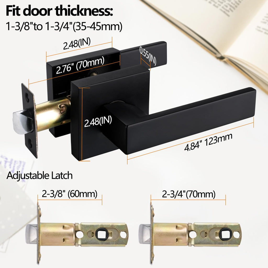 Solid Door Lever Handle Matte Black Finish