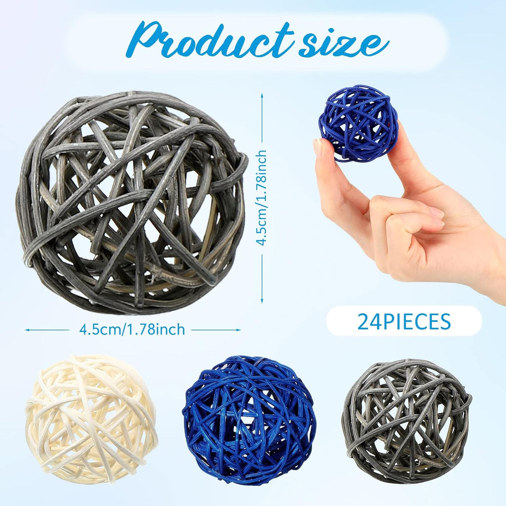 Wicker Rattan Balls Decorative Balls for Vase Centerpiece Vase Fillers Bowls Orbs Filler for Spring Summer - Set of 24