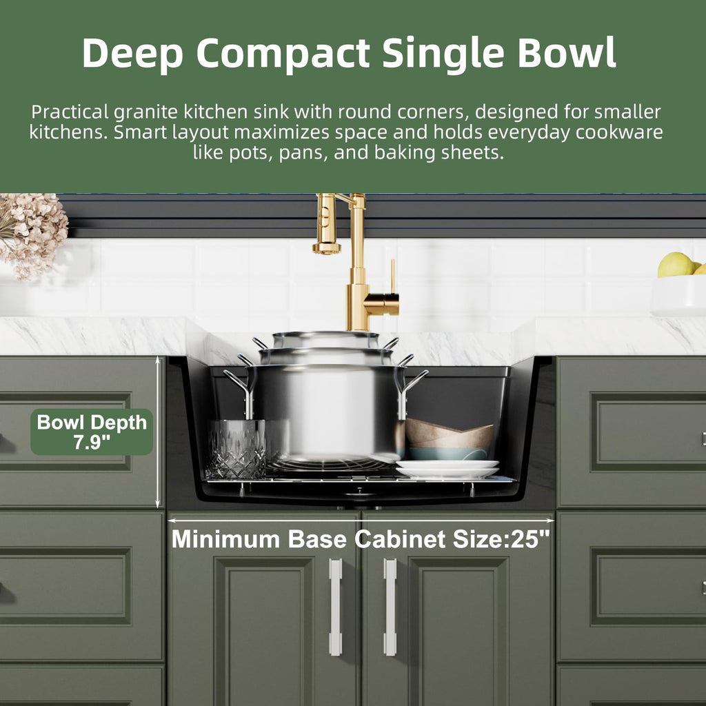 22 Inch Matte Black Granite Drop Sink Workstation