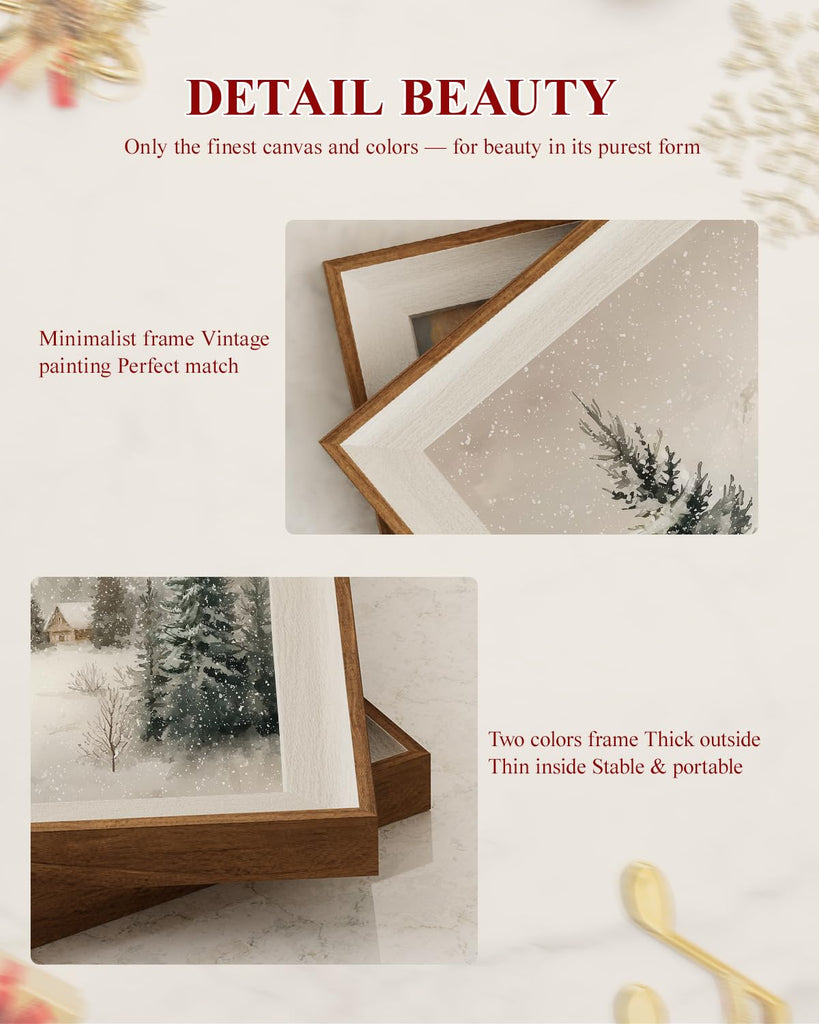 Framed Christmas Snow Forest Landscape Wall Art Set, 16x20 Inch
