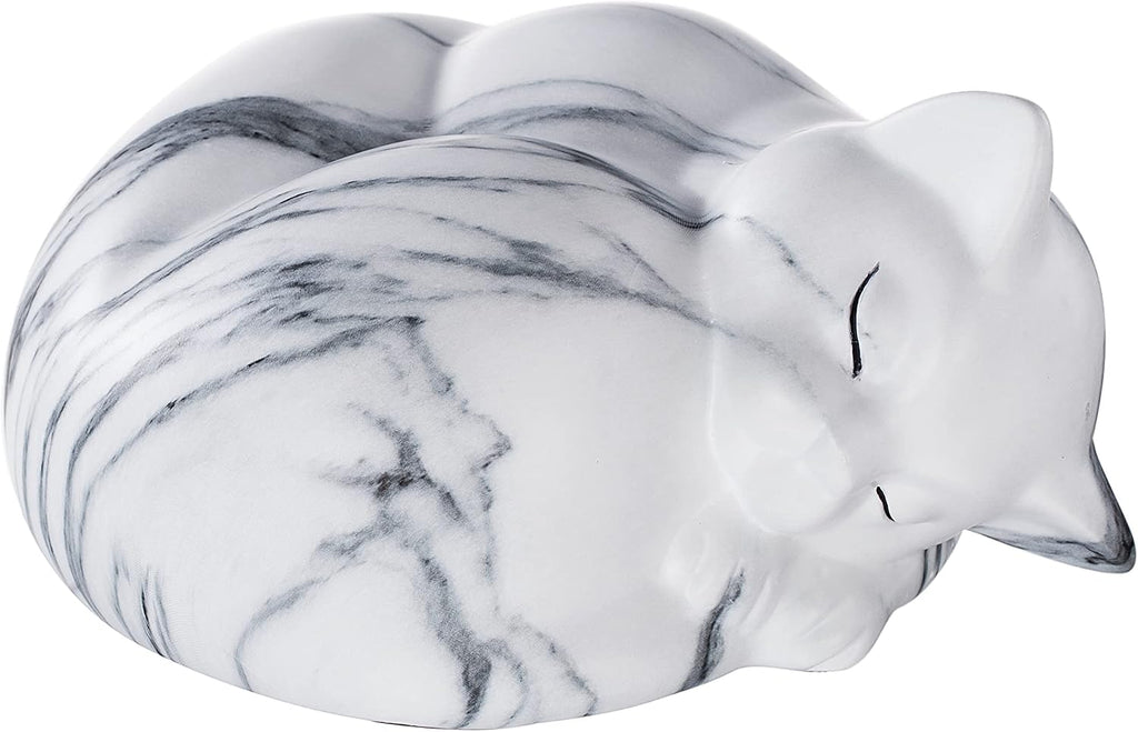Pet Urns, Sleeping Resin Cremation Cat Urn, Cat Urns for Ashes, Small Animal Urn (White)...