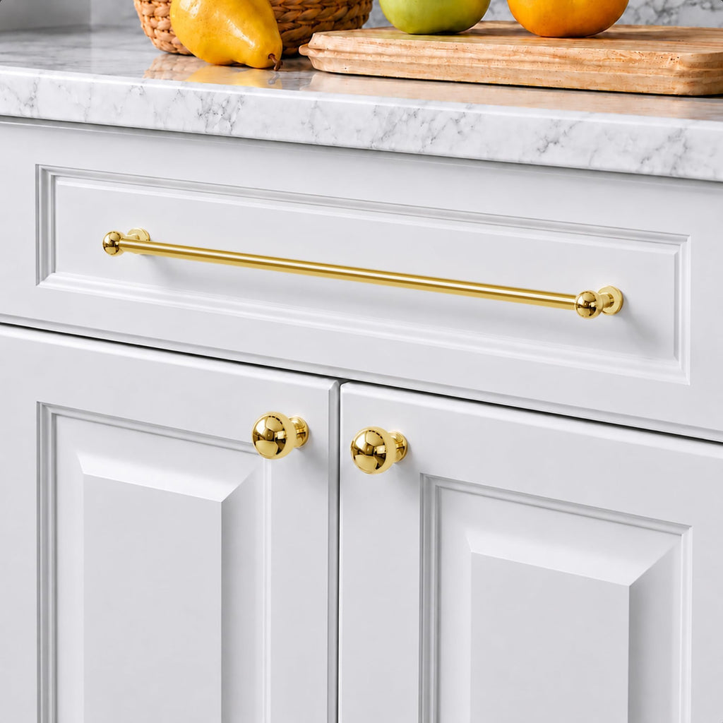 2-Pack Long Unlacquered Brass Cabinet Pulls, 12-5/8" Hole Center