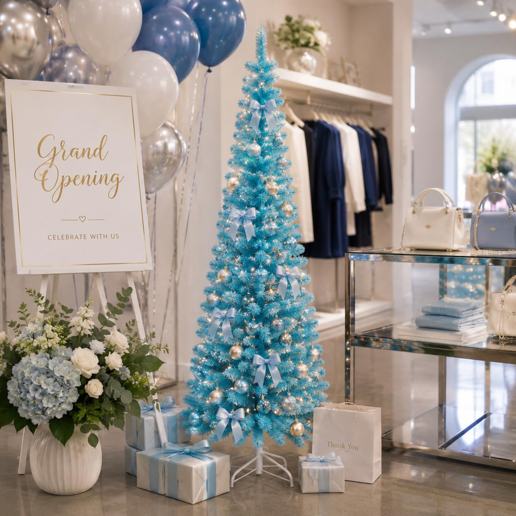 5FT Blue Unlit Artificial Pencil Christmas Tree for Small Spaces