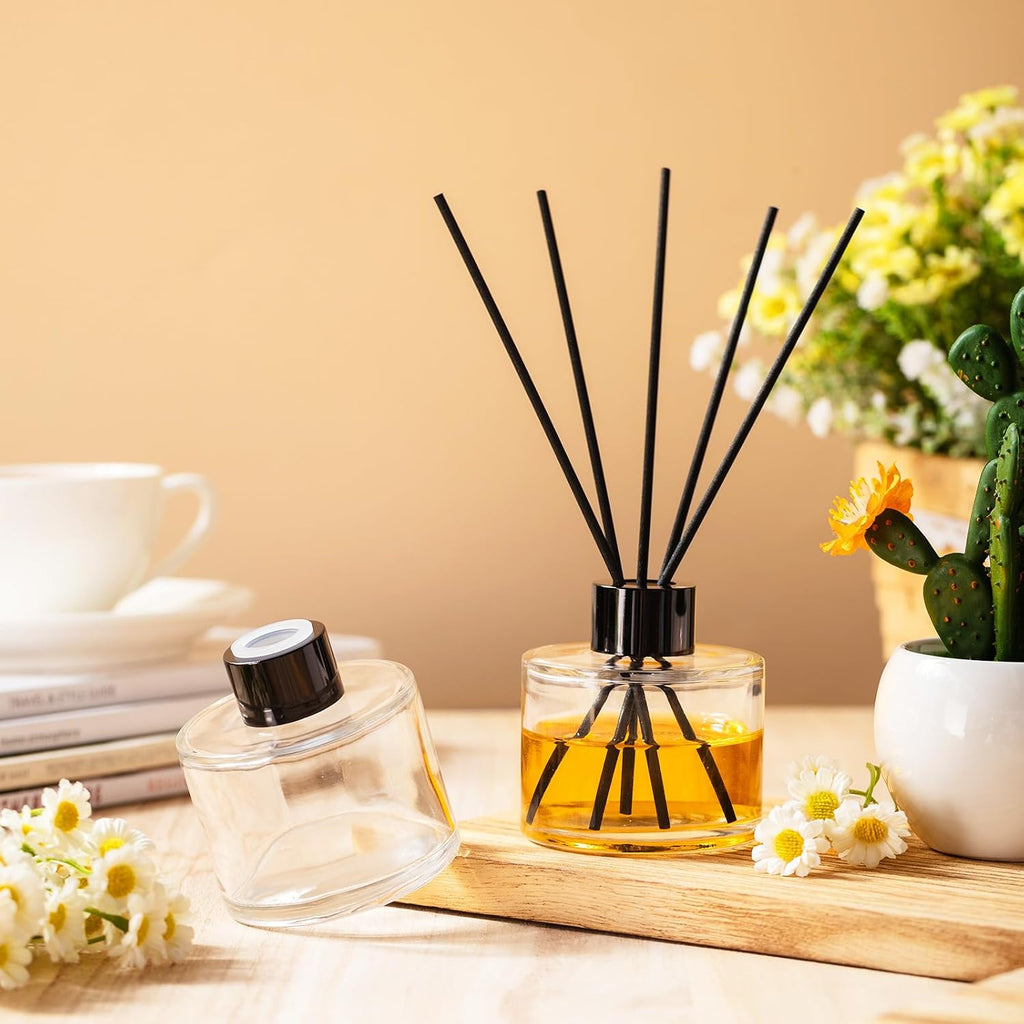Set Reed Diffuser Bottles, 100ml Glass Jars with Stick, Clear - Set of 2