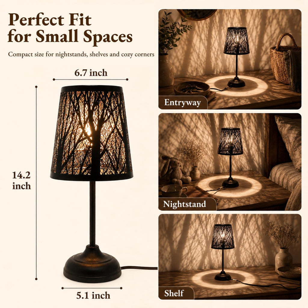 Touch Table Lamp, Tree Shadow Projection, 3-Level Dimmable Shadow Lamp
