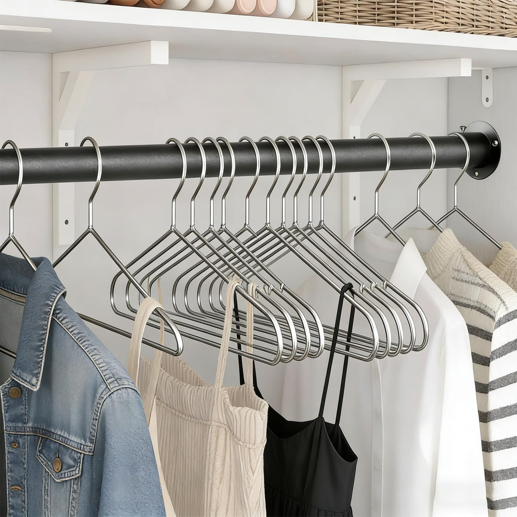 Closet Rods for Hanging Clothes,17-70 Inch Adjustable black Closet Rods