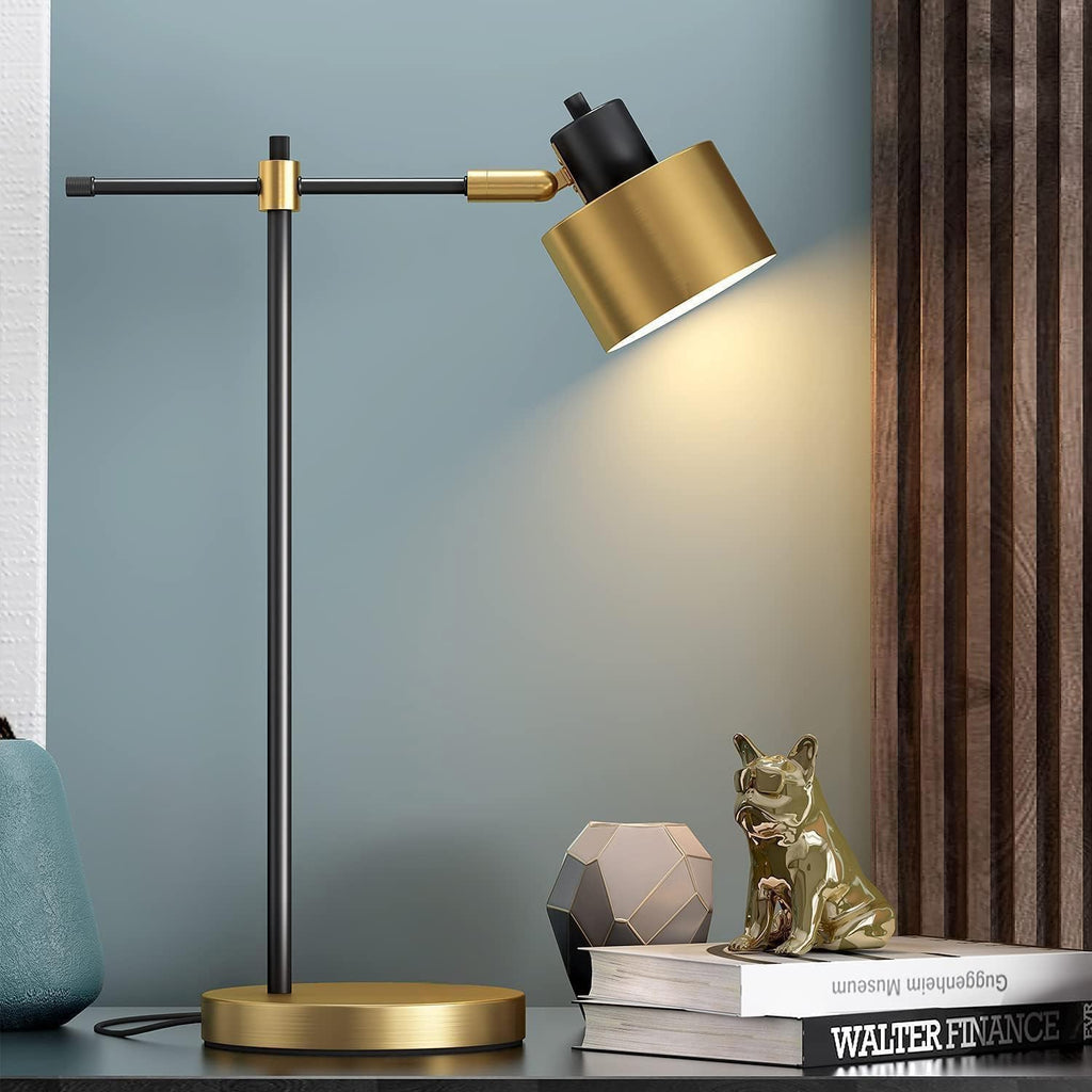 22.2" Modern Desk Lamp, Metal Table Lamp with LED Bulb, Adjustable Reading Lamps, Mid Century Task L