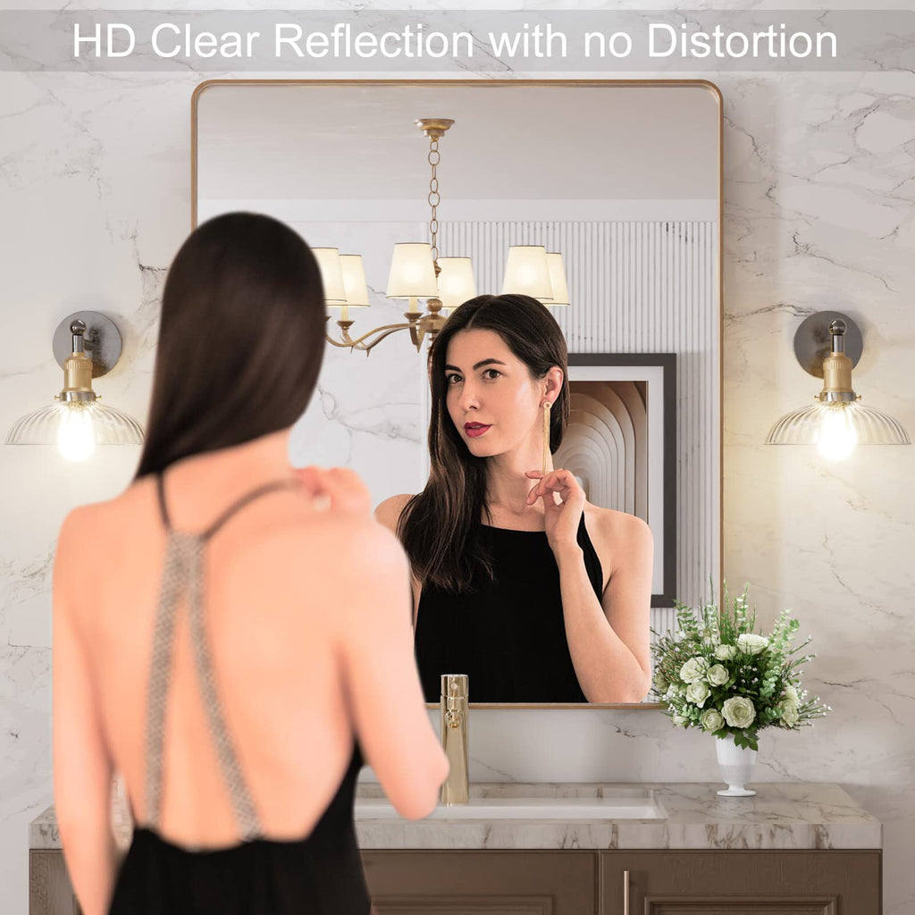30"X36" Gold Bathroom Mirror