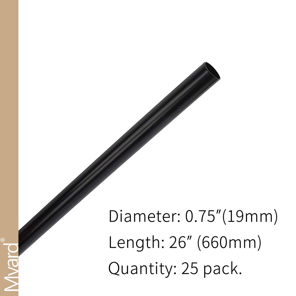 26'' Classic Hollow Round Iron Heavy-Duty Deck Balusters, Matte Black