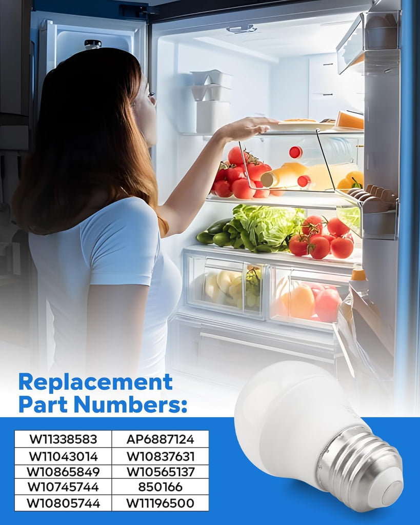 2Pcs Refrigerator LED Light Bulb Lamp Fit for Whirlpool W11338583 W11043014 W10565137 W10745744 W11196500
