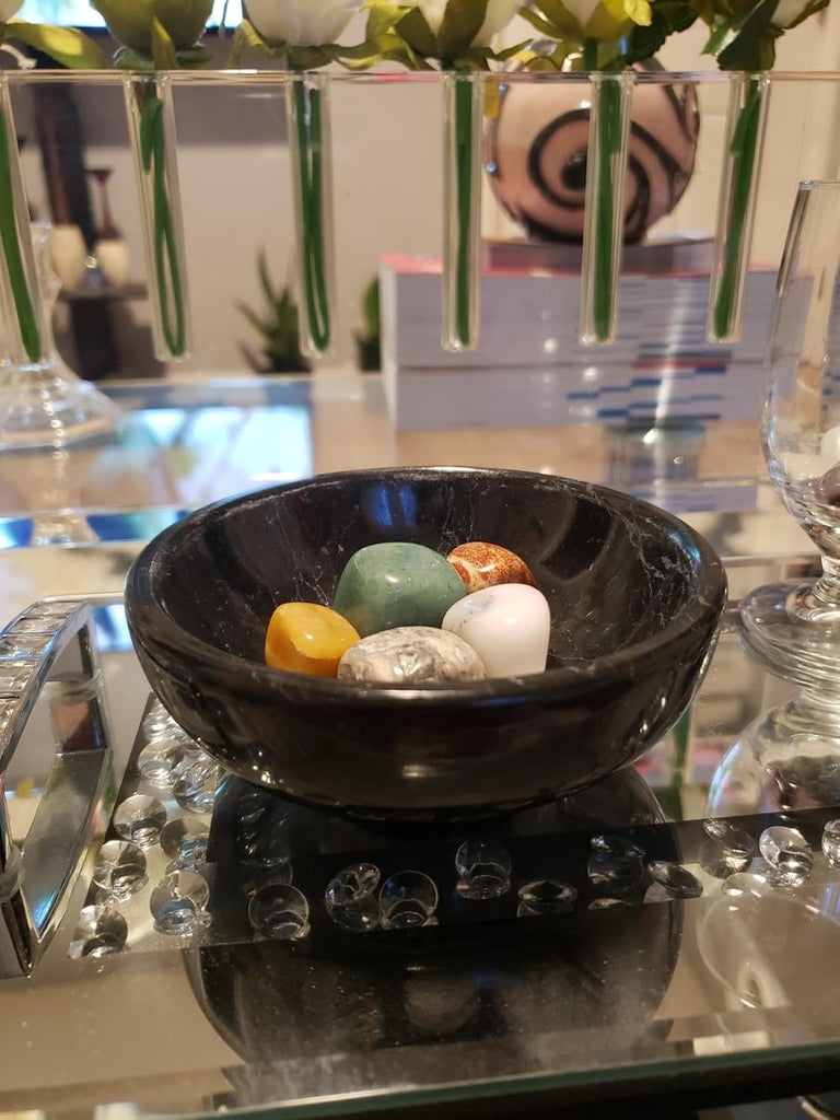 Marble Jewelry Dish 4.5", Trinket Dish for Ring Earring, Rings Holder, Gift for Woman Daugther (BLACK)