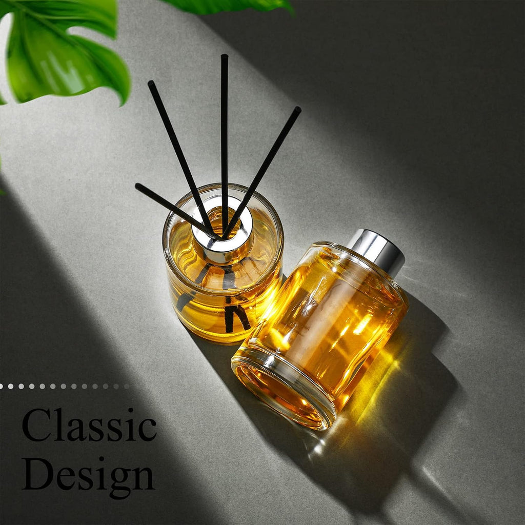 Reed Diffuser Bottles 4 oz Refillable Glass with Silver Caps - Set of 20