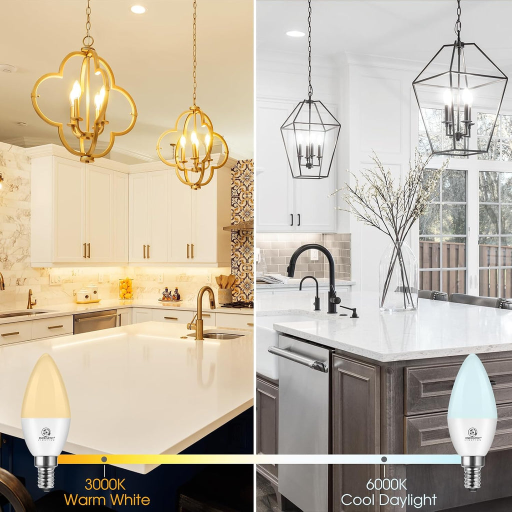 Energetic E12 LED Candelabra Light Bulbs 5.5W (60 Watt Equivalent), 3000K Warm White, 600LM Chandelier Light Bulbs