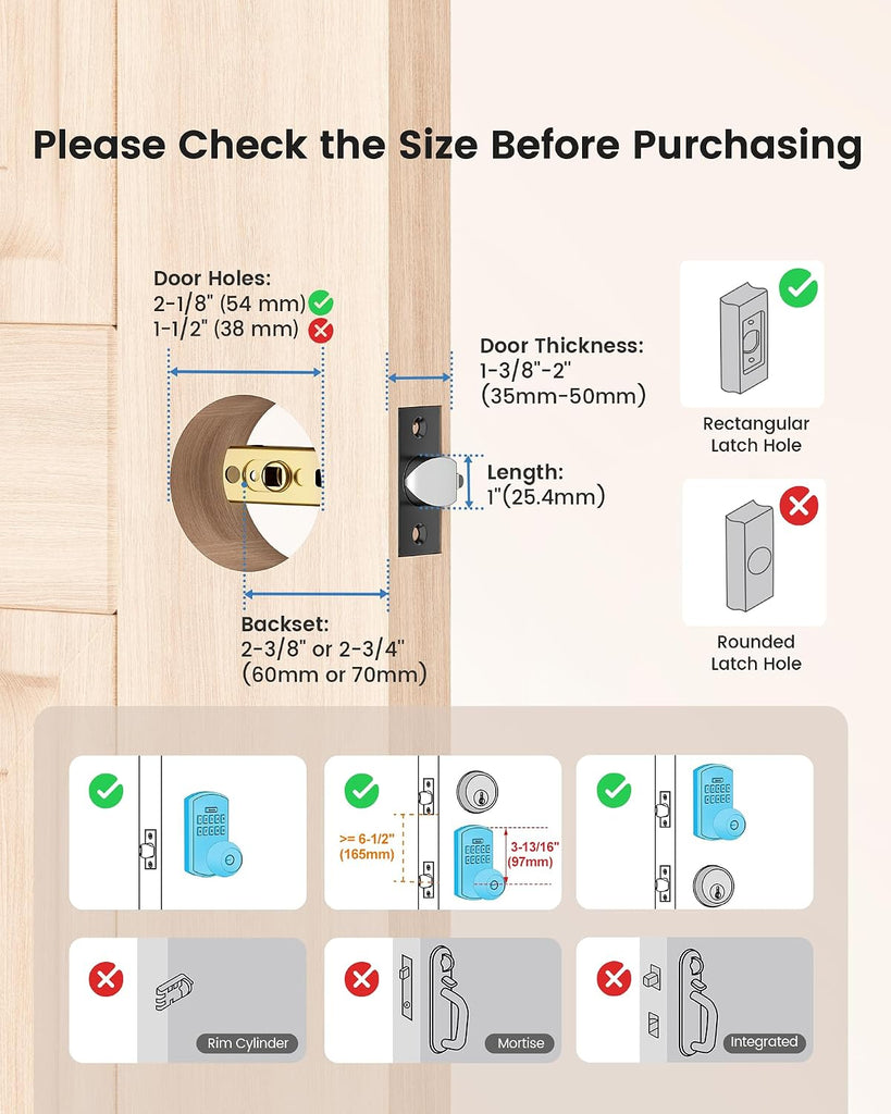 Smart Door Knob with Keypad Keyless Entry Electronic Lock for Front Door