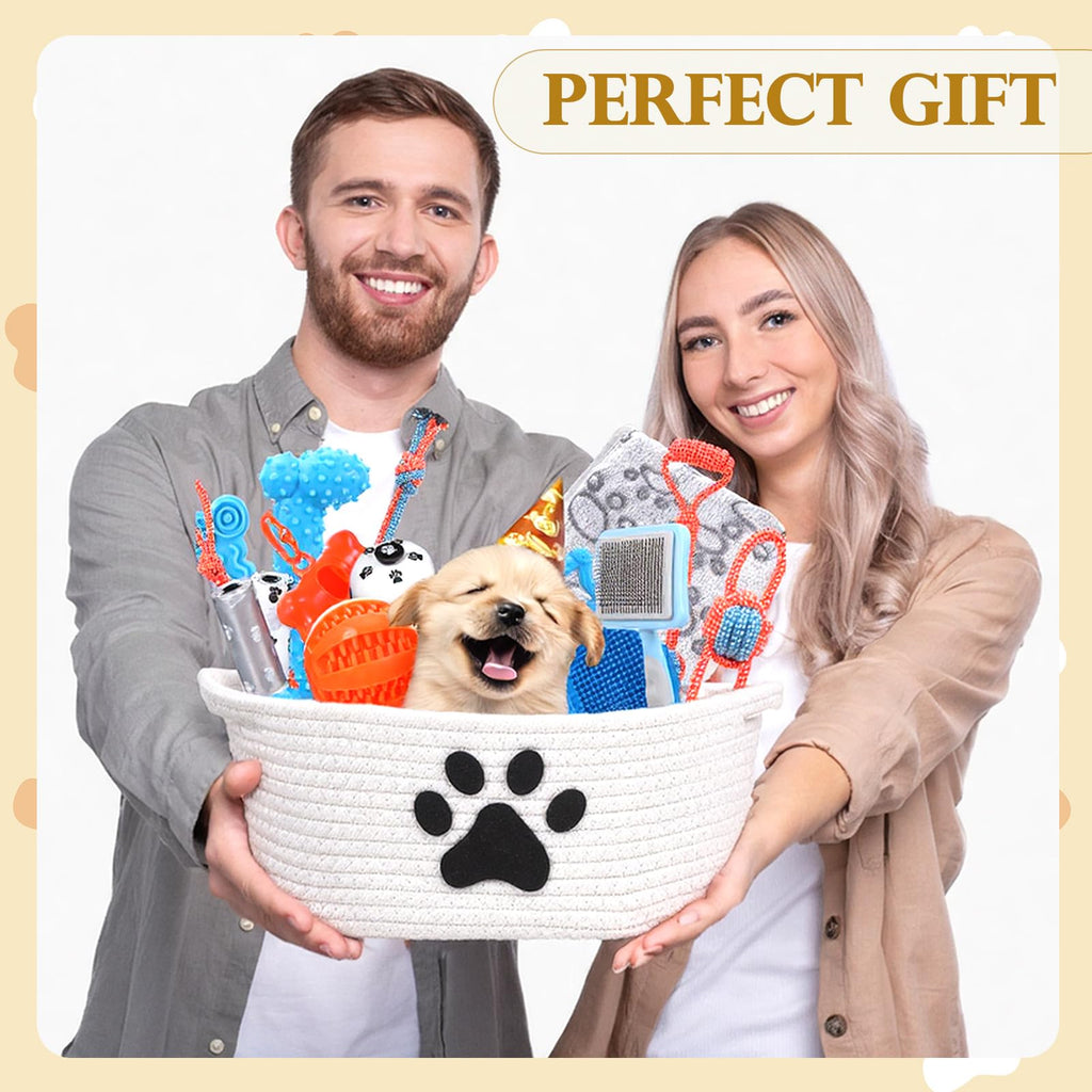 17 Pcs Puppy Gift Set, Dog Toy & Essentials Bundle, White, Octopus