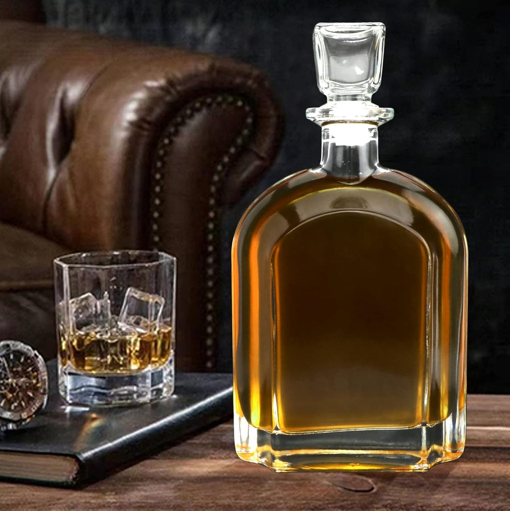24oz Whiskey Decanter with Glass Stopper, Decanter Set - Set of 2
