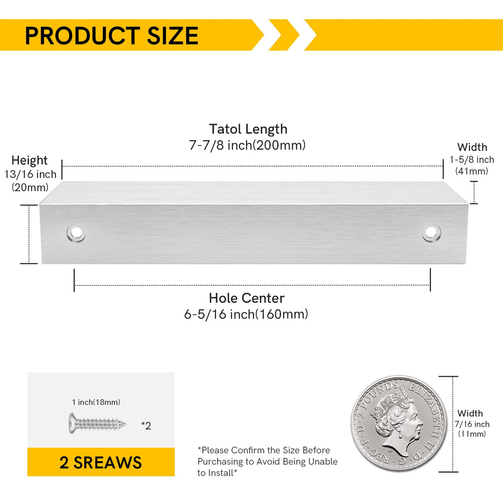 Drawer Handles Brushed Nickel Cabinet Pulls 6-1/4 inch 20 Pack, Finger Pulls for Cabinet Edge Pulls, Aluminum Alloy
