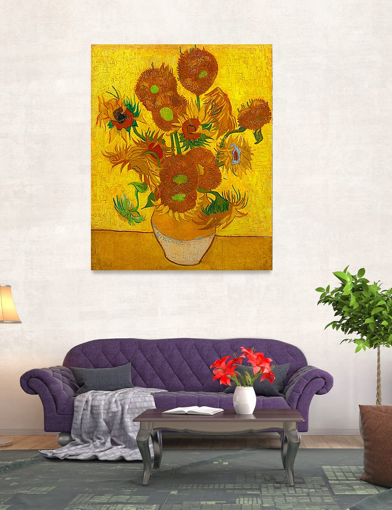 Oversized Van Gogh Sunflowers Canvas, Size 40x30 in