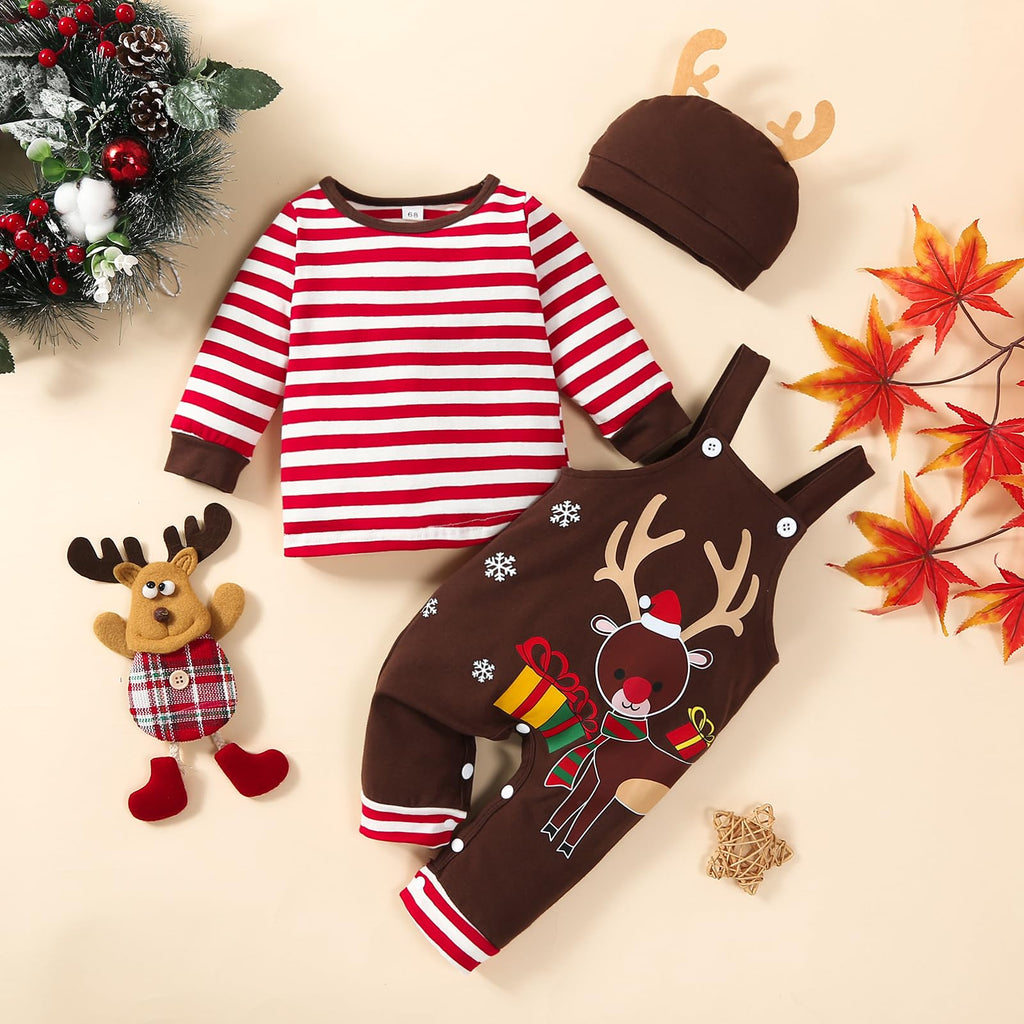 Baby Boy Christmas Clothes, Infant baby Boy Xmas outfits, 3pcs My First Christmas Outfits Set