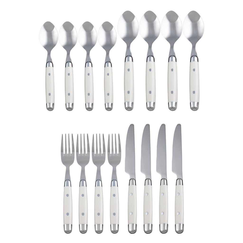 Flatware Jubilee White Silverware Set for 4, White (16-Piece)