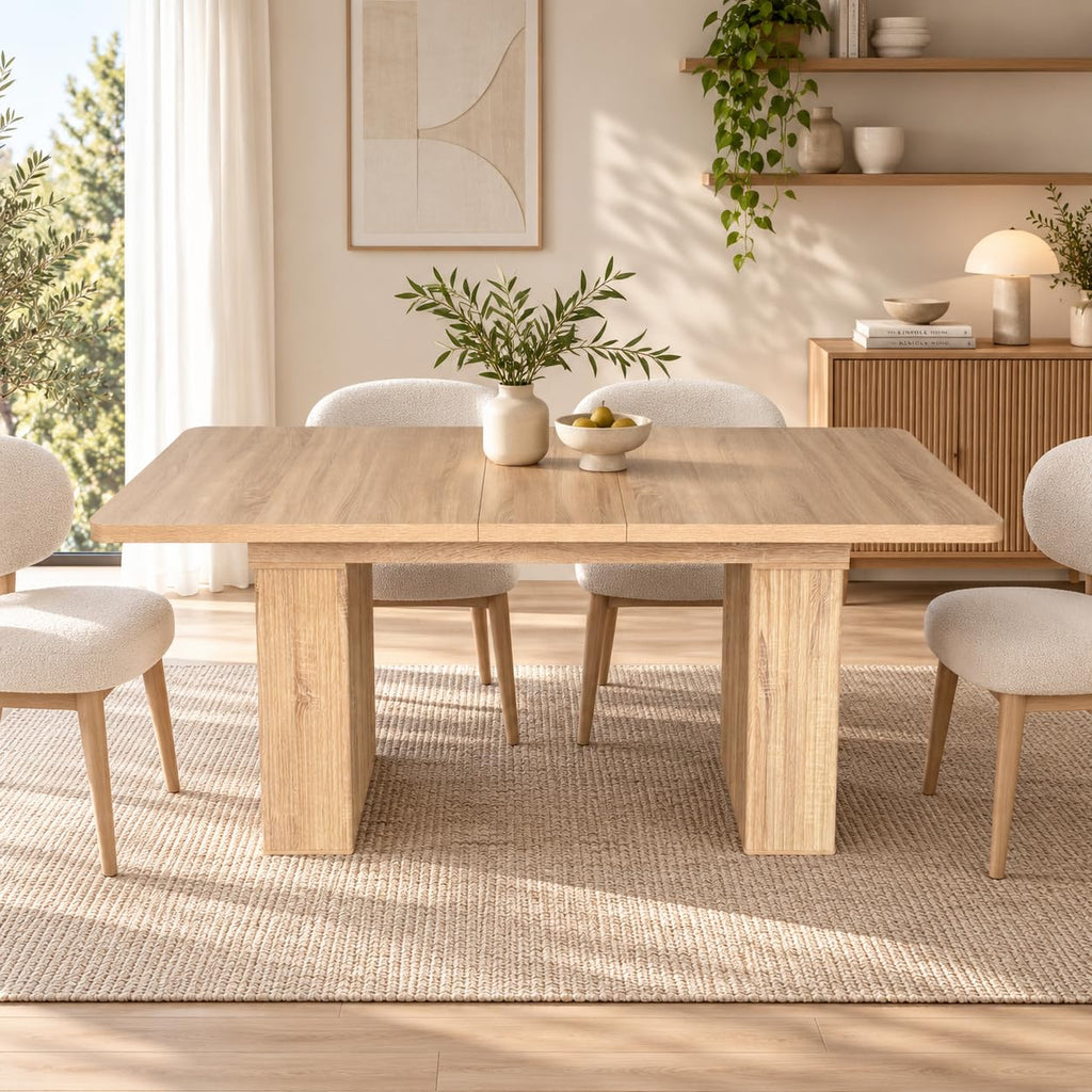 63-78" Modern Farmhouse Extendable Dining Table for 4 6 8, Oak