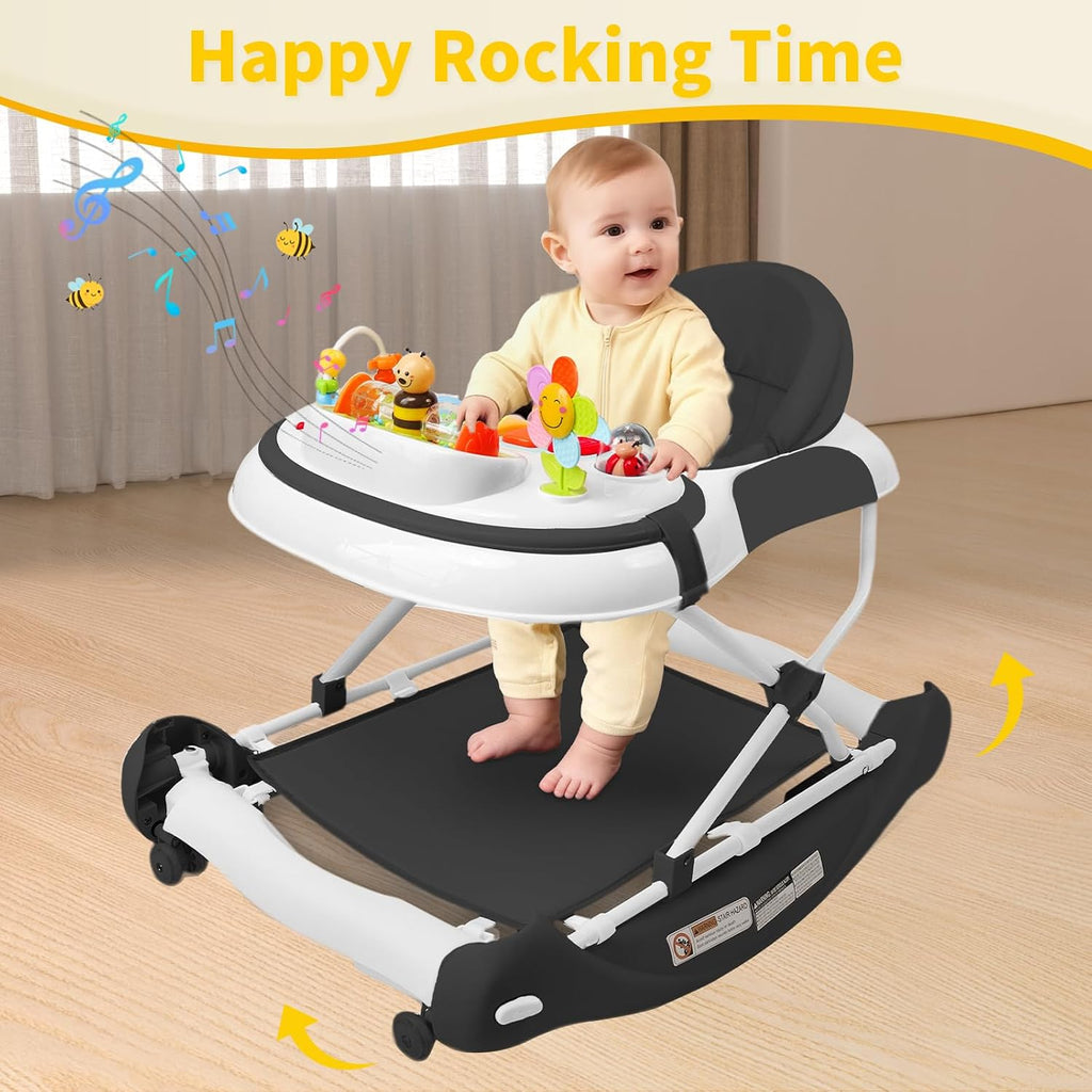 5 in 1 Baby Walker, Music and Lights Walker for Baby Boy Girls 6-12 Months, Foldable Baby Walkers with Wheels