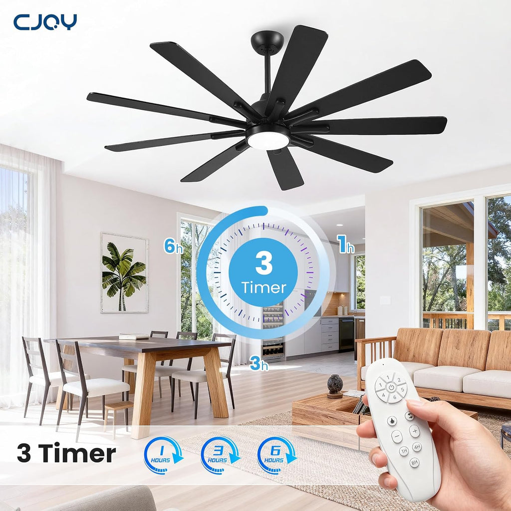62" Ceiling Fan with LED Light and Remote - Black & Walnut