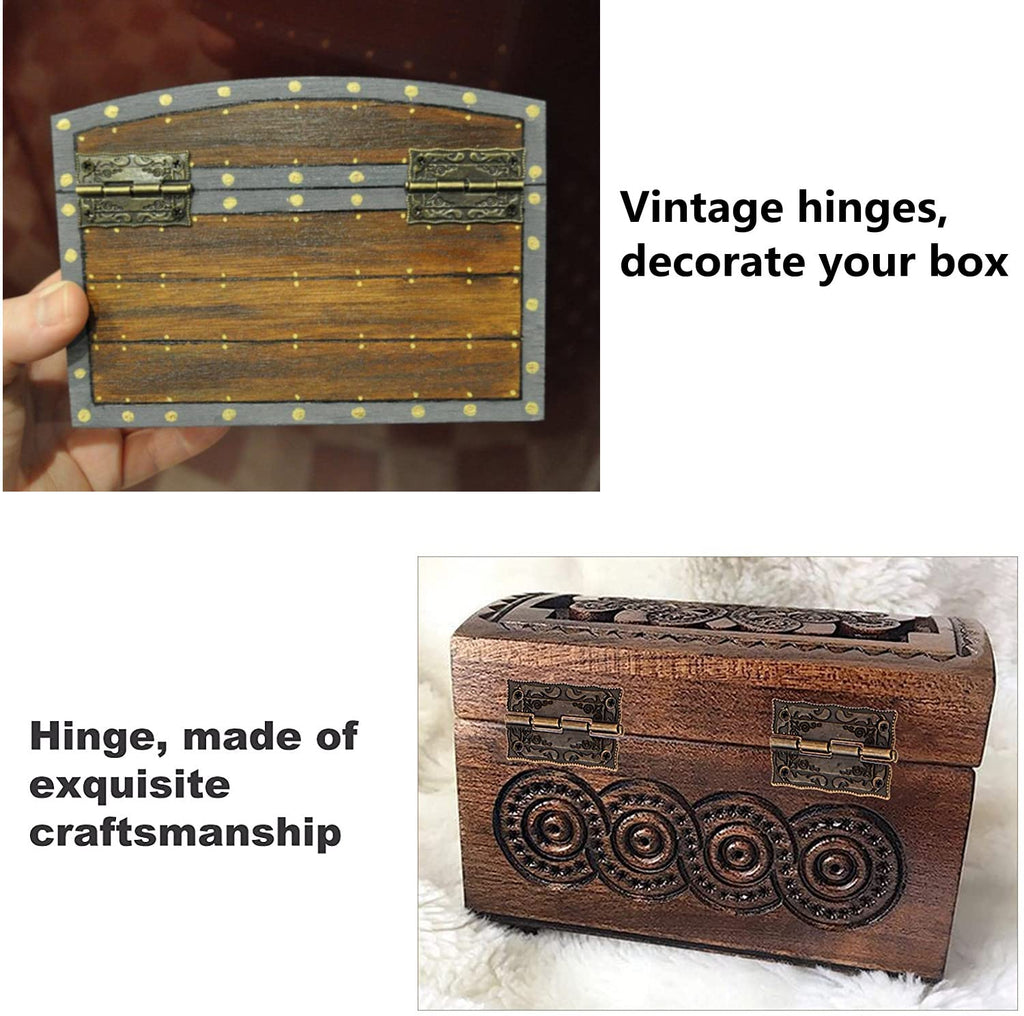 10Pcs Antique Bronze Small Hinges, Engraving Little Decorative Hinge