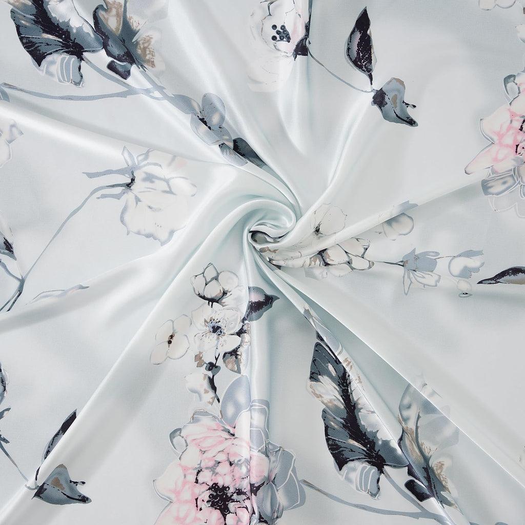 100% Pure Mulberry Silk Charmuse Floral Fabric 45 Wide for Bedding Dress by The Yard or by Half Yard (Sold by The