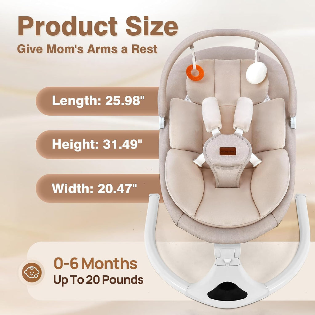 Swings for Infants Remote Control Bluetooth Music Speed Beige