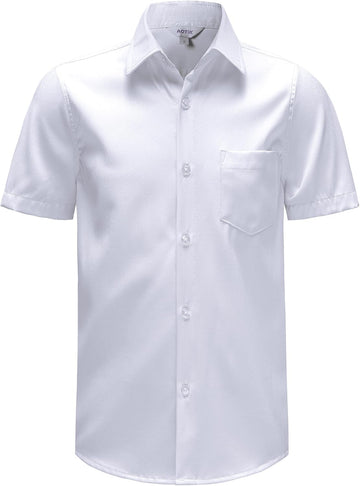 Boys Wrinkle Free Dress Shirts Button Down Short Sleeve Formal Shirts
