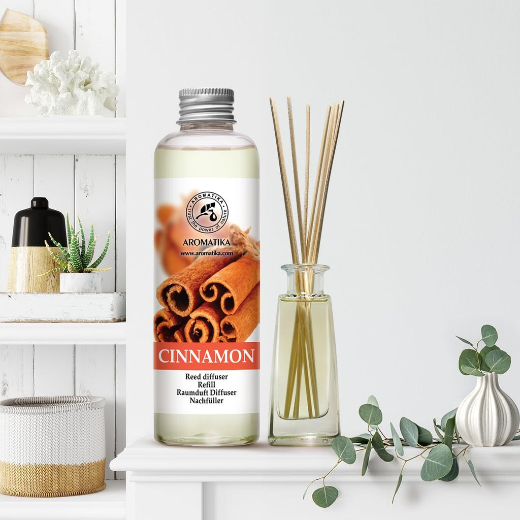 Cinnamon Reed Diffuser Refill with Natural Essential Cinnamon Oil 6.8 Fl Oz - Fresh & Long Lasting Fragrance - Reed