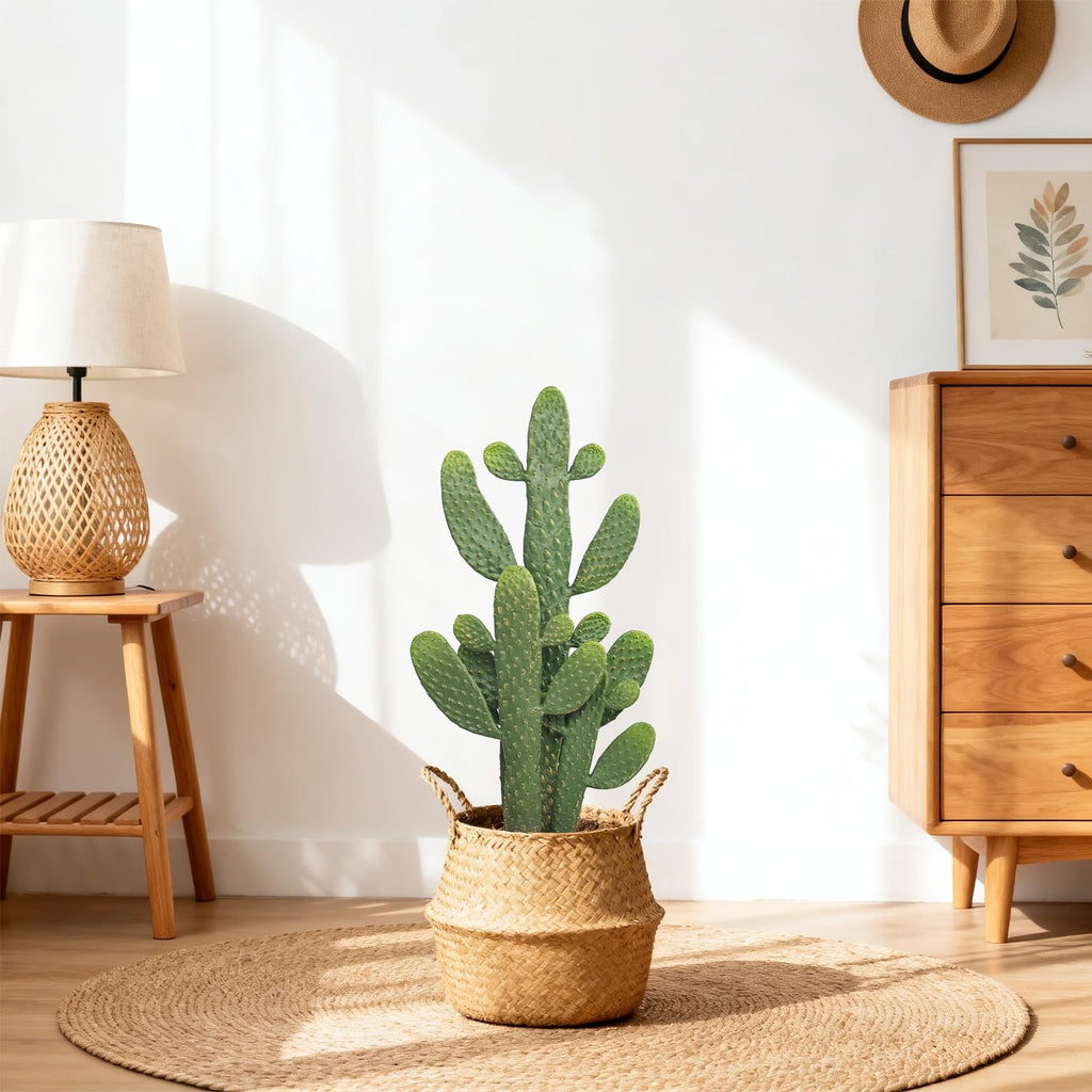 Artificial Cactus Plant, 28.7 inch Tall Faux Potted Cactus with 4 Different Height Cacti, Fake Cactus with Decorative