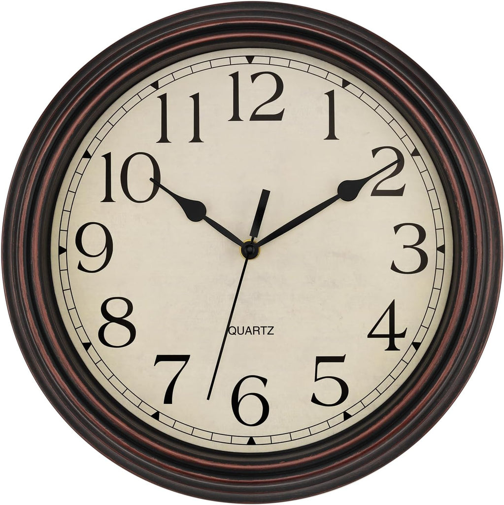 Foxtop 14 Inch Wall Clock Battery Operated Silent Non-Ticking Round Classic Vintage Retro Wall Clock Decorative for