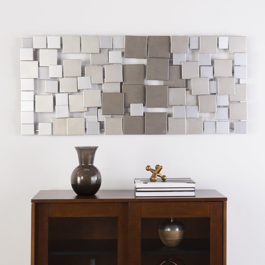 Wavson Wall Sculpture, Geometric 3D Design, Unique Mounting Wall Art, Silver, 47.00" x 2.25"