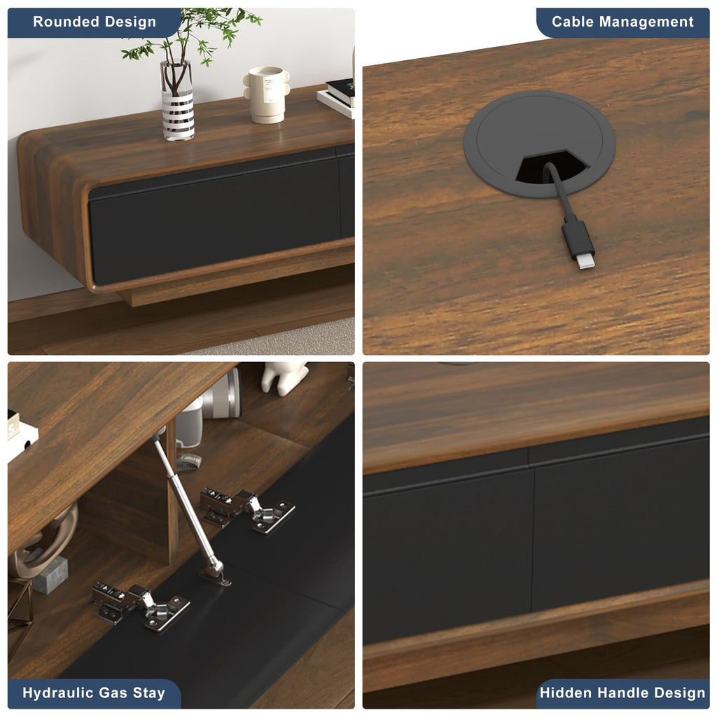 Minimalist Floating TV Stand for TVs up to 100 Inches, Modern Wall Mounted Media Console with 2 Drawers