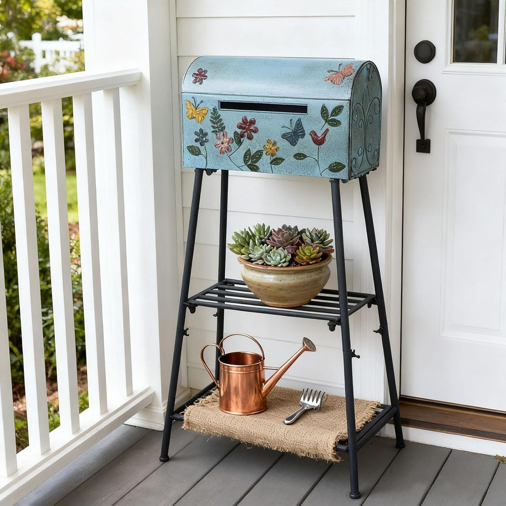 Mailboxes with Stand,Metal Mailbox and Stand Combination - Decorative Mailbox for Parcels, Envelopes & Garden Storage