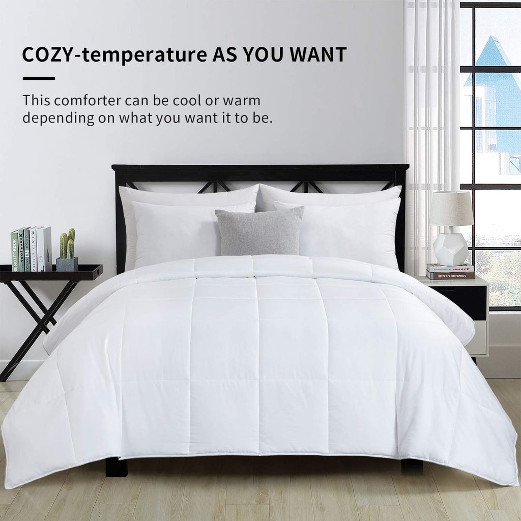 Lightweight Cooling Comforter Twin Size, 100% Viscose Derived from Bamboo Shell Down Alternative Duvet Insert, White