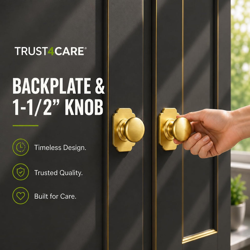1.7" Gold Backplates of Bifold Closet Cabinet Knobs