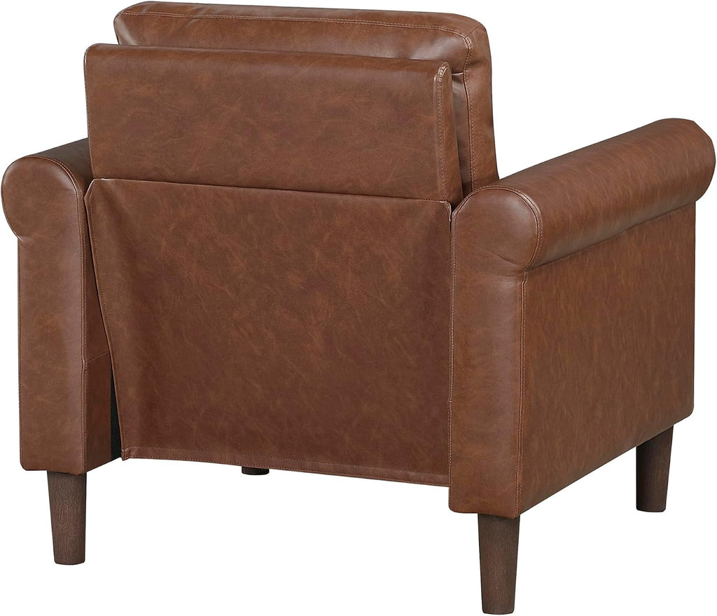 Faux Leather Accent Chair, Single Sofa Chair, Chocolate