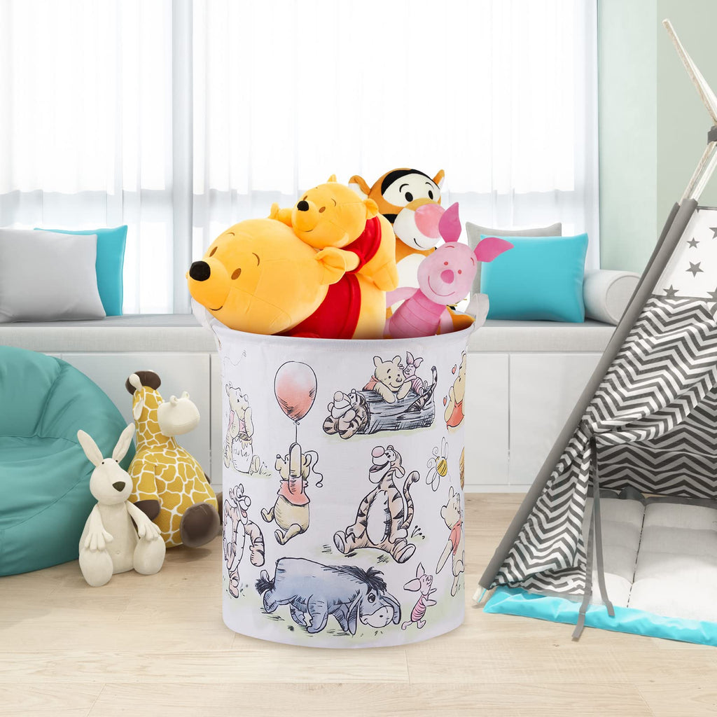 Bear Storage Basket, Nursery Large Hamper Canvas Laundry Basket Foldable With Waterproof Pe Coating, For Kids Boys And