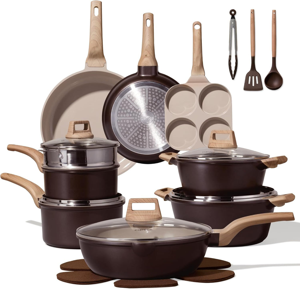 21pcs Ceramic Cookware Sets, Pots and Pans Set | Healthy Cooking Set, Non-Toxic Induction, Ultra Durable, Easy Clean